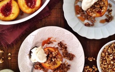 Baked Peaches with Nut Crumble