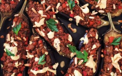 Stuffed Eggplants with Cashew Cheese