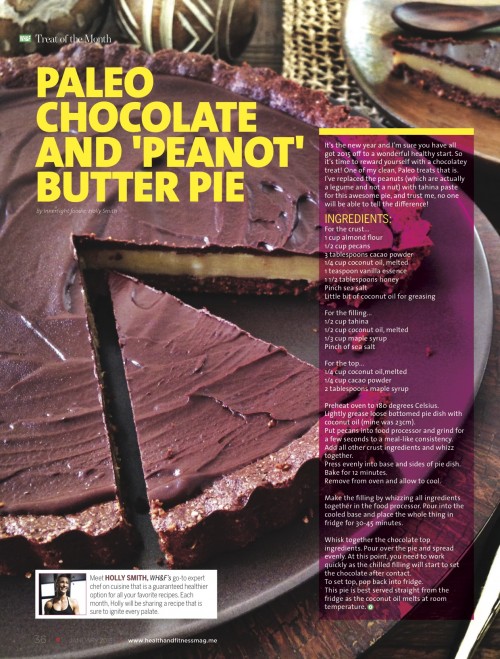 Chocolate And ‘Peanot’  Butter Pie in Women’s Health & Fitness January2015
