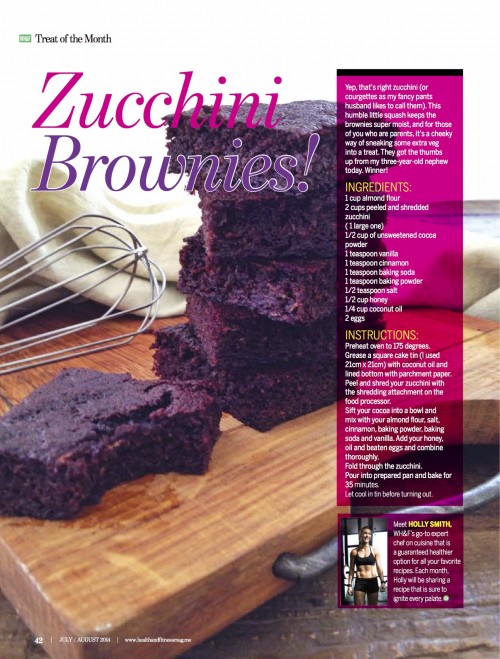 Zucchini Brownies in Women’s Health & Fitness  June 2014