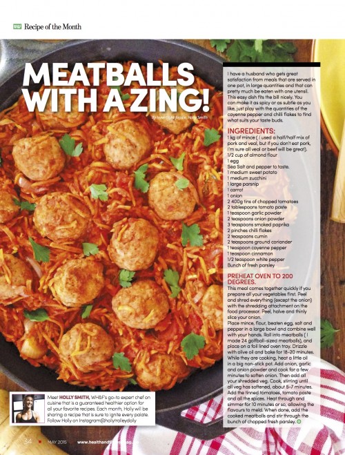 Spiced Vegetable Medley with Meatballs in Women’s Health & Fitness May 2015